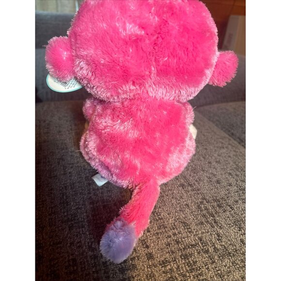 Ty Beanie Boos Razberry Pink Plush Monkey With Big Eyes Soft Stuffed Animal - Picture 5 of 7